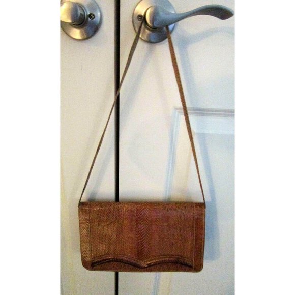 Vintage MCM Snakeskin Leather/Suede Thailand Clutch Purse with Detachable Strap - Picture 8 of 10